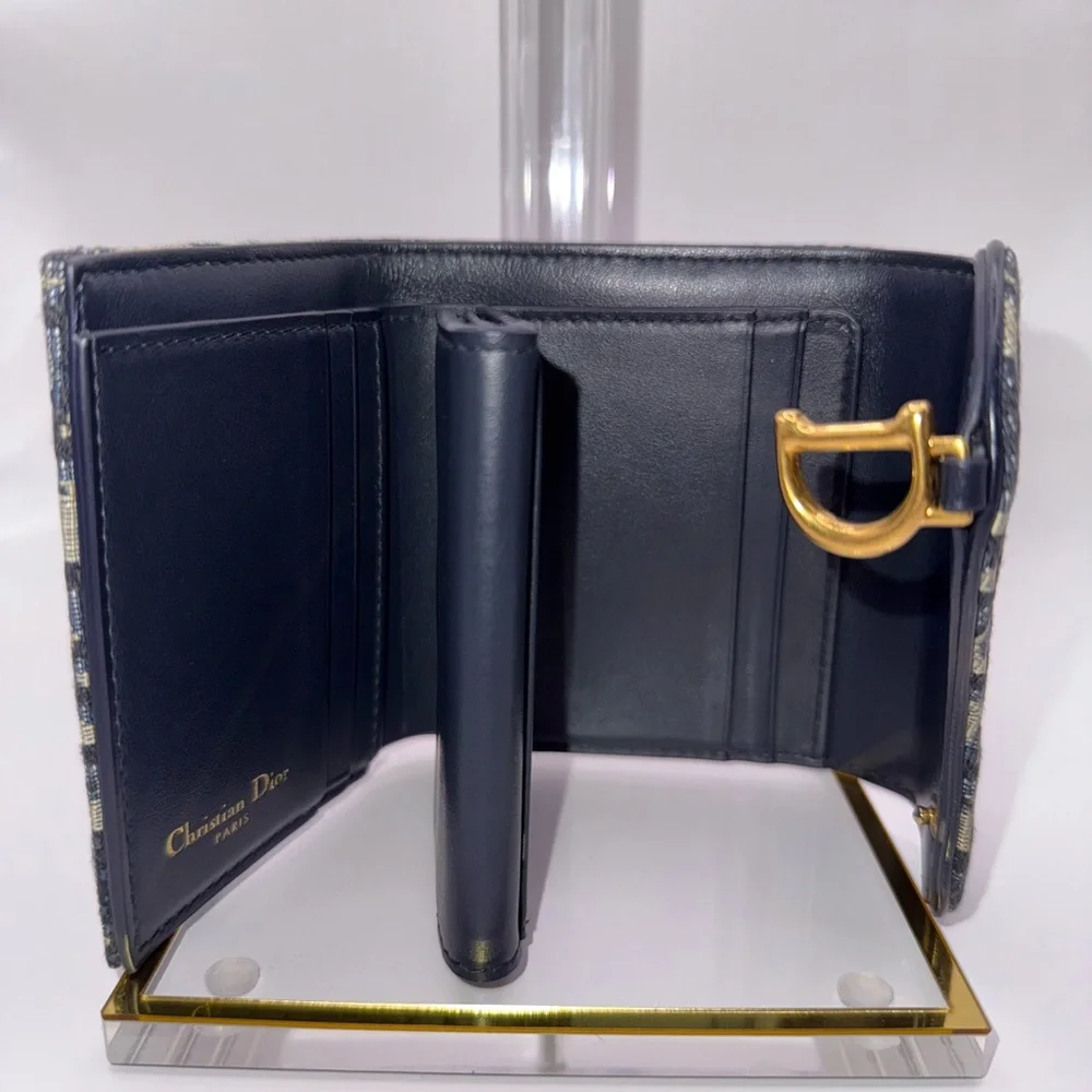 Dior Navy and Beige Monogram lotus Wallet